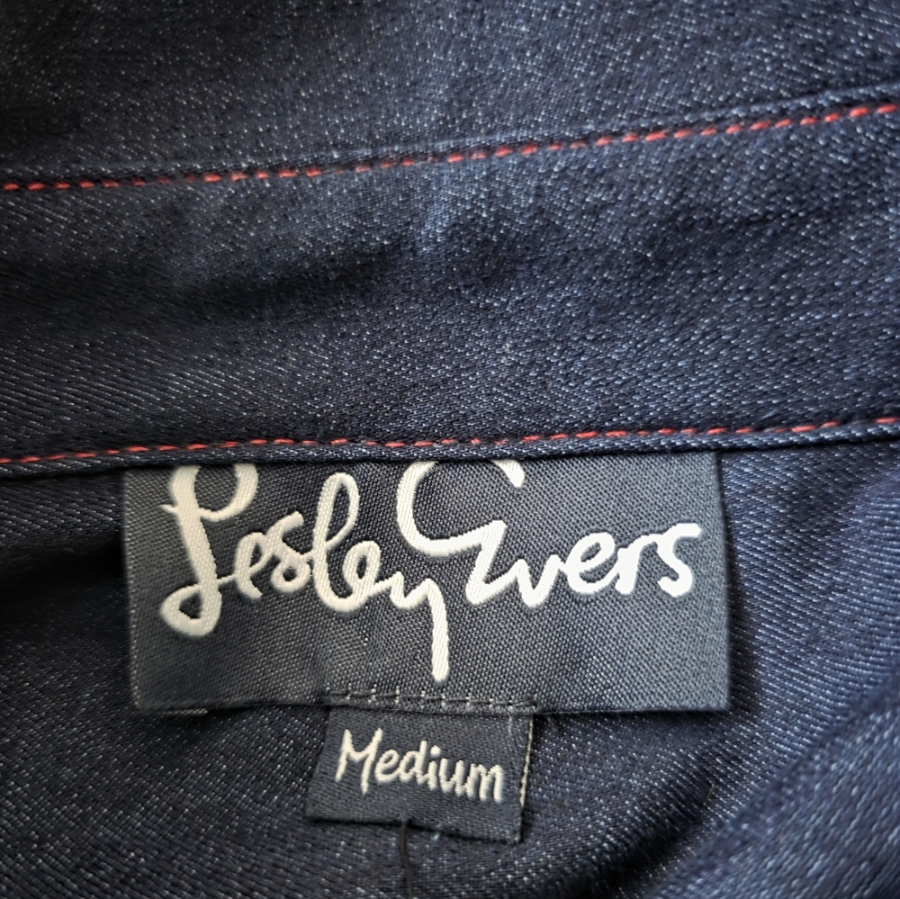 Lesley Evers Indigo Denim Dress Statement Collar - Picture 2 of 7